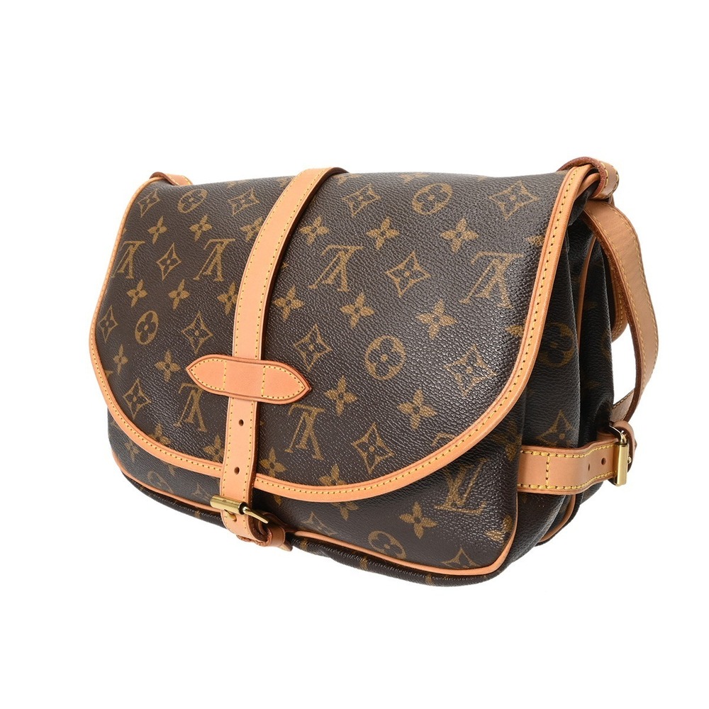 Louis Vuitton Brown Monogram Shoulder Saumur Bag Canvas